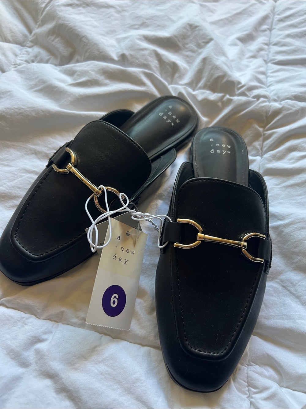 a new day Black Mules with silver Horsebit Detail